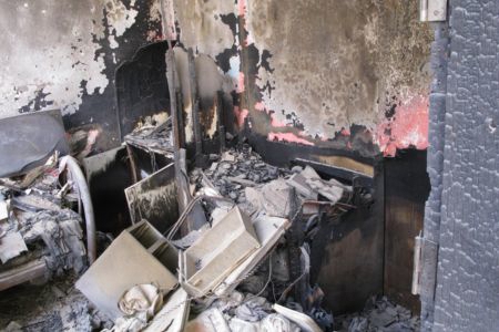 Fire damage in a single room