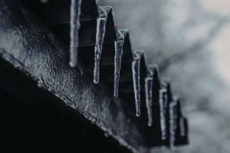 Ice hanging off a roof