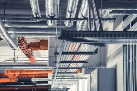 HVAC lines in a commercial building