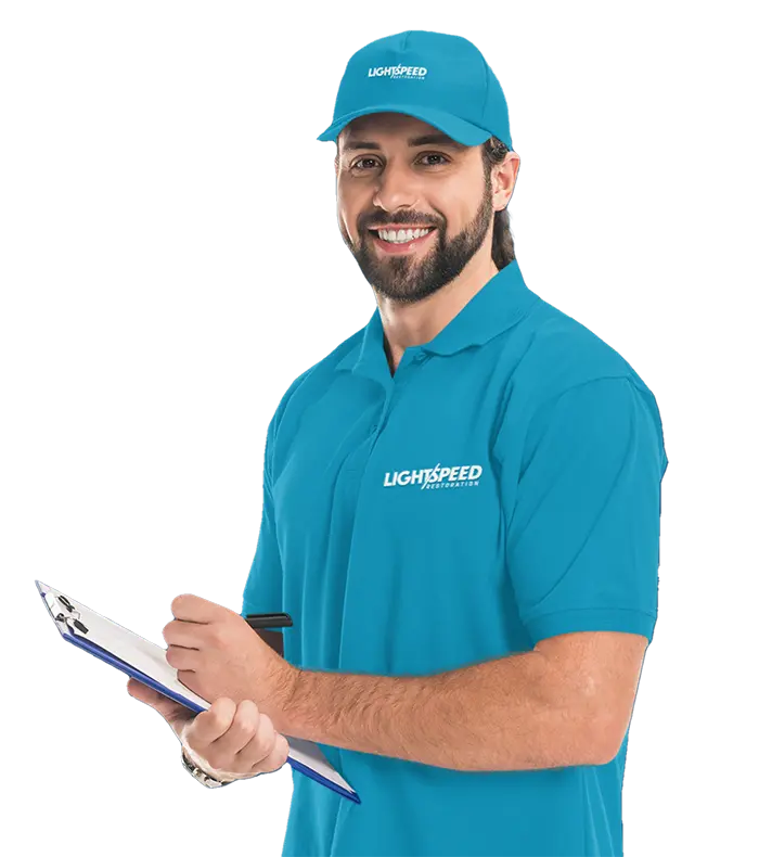 Lightspeed tech holding clipboard